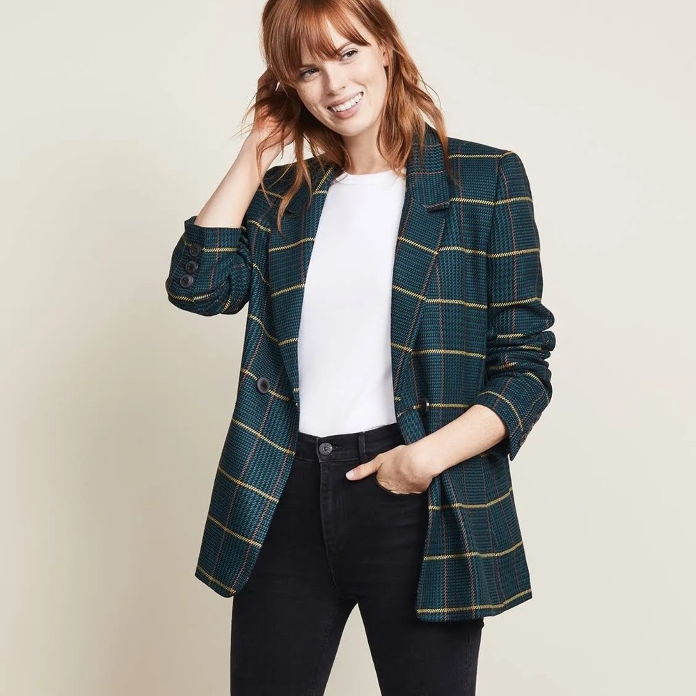 Anine Bing Madeleine Plaid Blazer Size Small